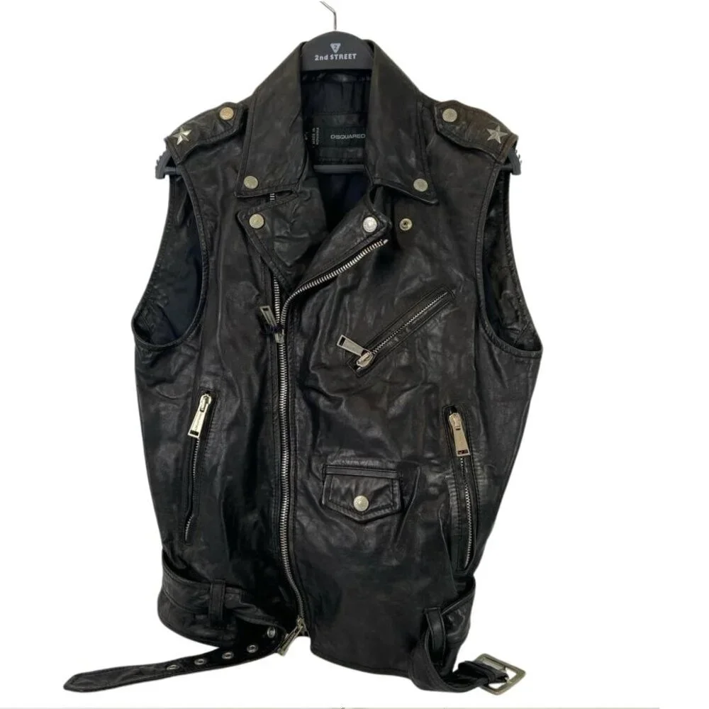 VINTAGE DSQUARED2 RARE BORN IN 1964 STUDDED LEATHER JACKET